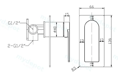 Ruki Wall Mixer(Brushed Nickel) view 2