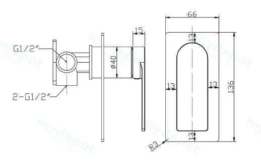 Ruki Wall Mixer(Gunmetal) view 2