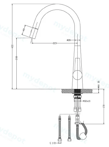 Otus Pull Out  Sink Mixer Brushed Nickel Lead Free view 2