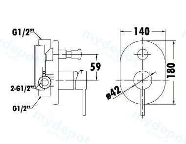 Otus Wall Mixer With Diverter(Chrome) view 2