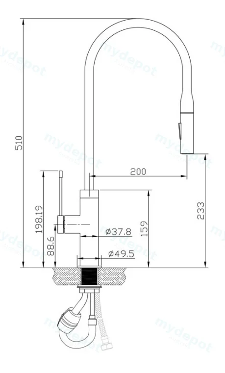 Aziz Pull Out Sink Mixer(Chrome) view 2