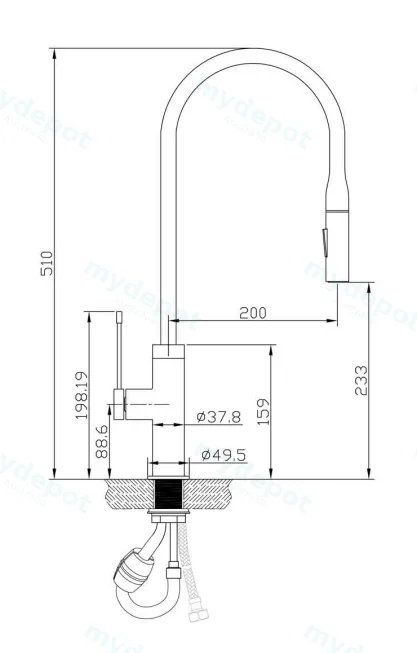 Aziz Pull Out Sink Mixer(Matt Black) view 2