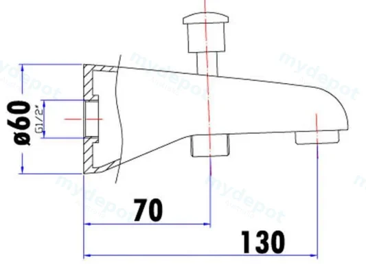 Yale Round Bath Spout With Diverter(Chrome) view 2
