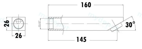 Yale Square Bath Spout 160mm(Chrome) view 2