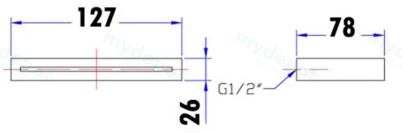 Yale Rectangle Waterfall Bath Spout(Chrome) view 2