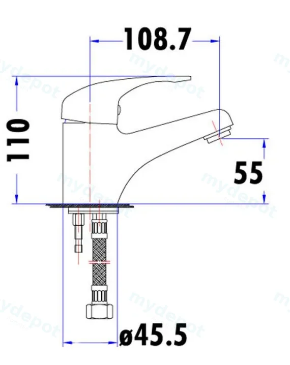 Ruby Slim Rectangle Handle Basin Mixer 35mm Chrome Lead Free view 2