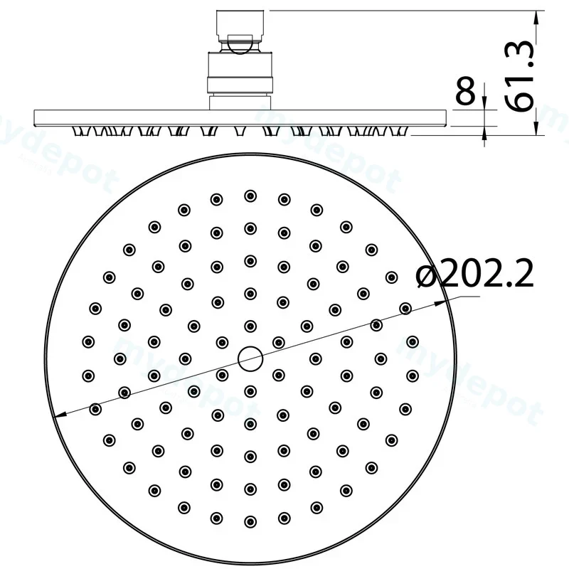 Cora Overhead Shower 200mm(Chrome) view 2