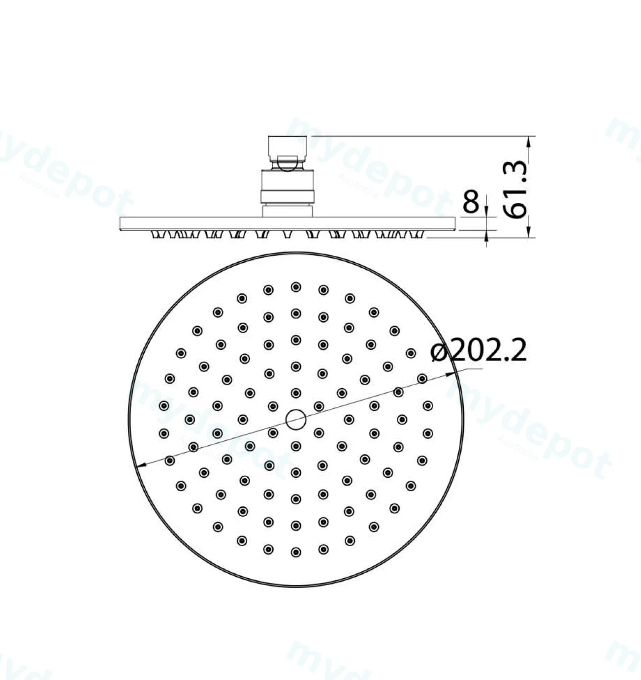 Cora Overhead Shower 200mm(Brushed Gold) view 2