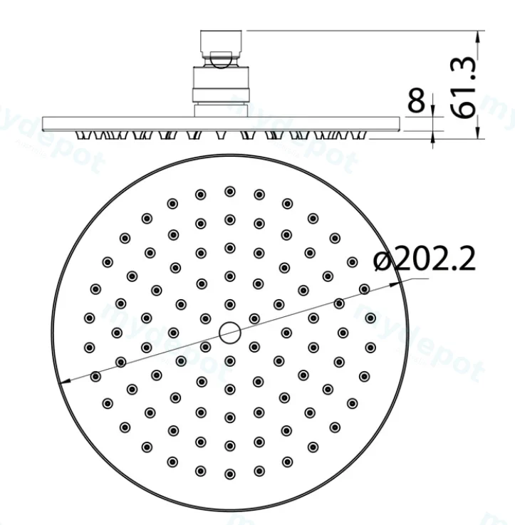 Cora Overhead Shower 200mm(Brushed Nickel) view 2