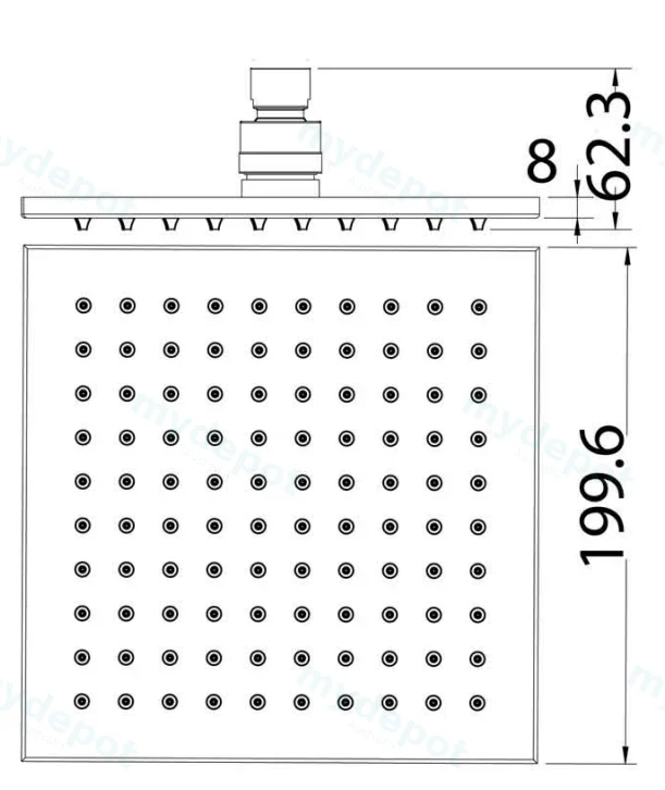 Eden Square Overhead Shower 200mm(Brushed Nickel) view 2