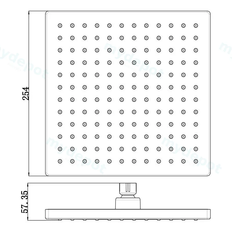 Rosa Square Overhead Shower 250mm Chrome view 2