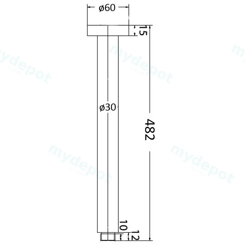 Round Vertical Shower Arm(Chrome) view 2