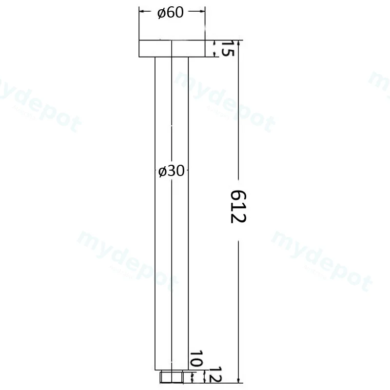 Round Vertical Shower Arm(Chrome) view 2