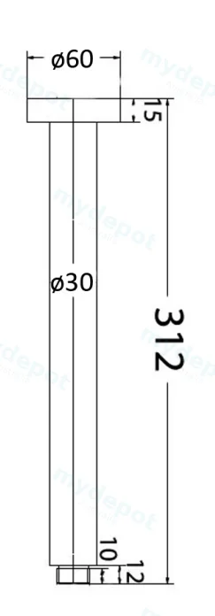 Round Vertical Shower Arm(Matt Black) view 2