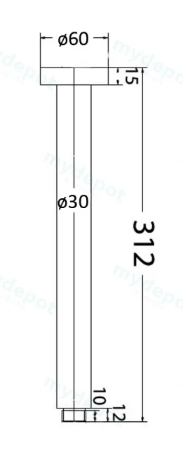 Round Vertical Shower Arm(Brushed Nickel) view 2
