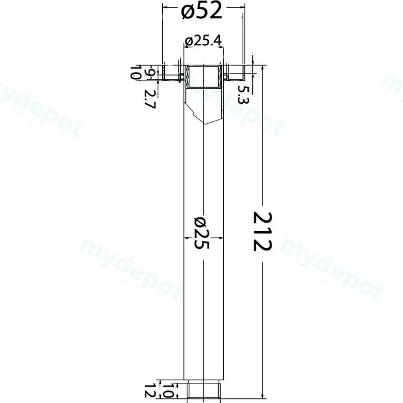 Round Vertical Shower Arm(Chrome) view 2