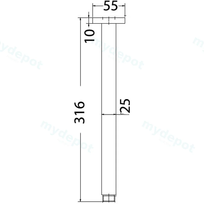 Square Vertical Shower Arm(Chrome) view 2