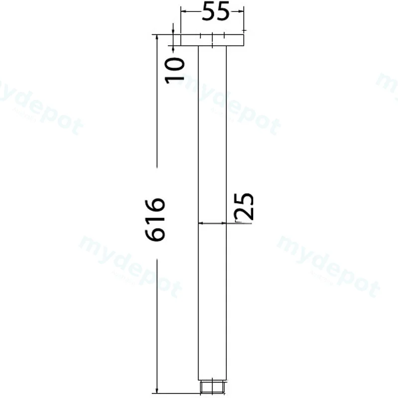 Square Vertical Shower Arm(Chrome) view 2