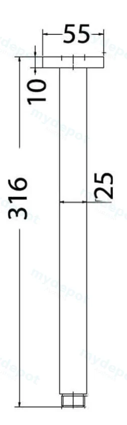 Square Vertical Shower Arm(Matt Black) view 2