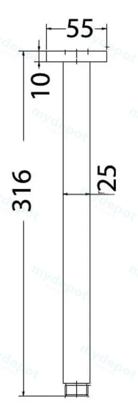 Square Vertical Shower Arm(Brushed Nickel) view 2