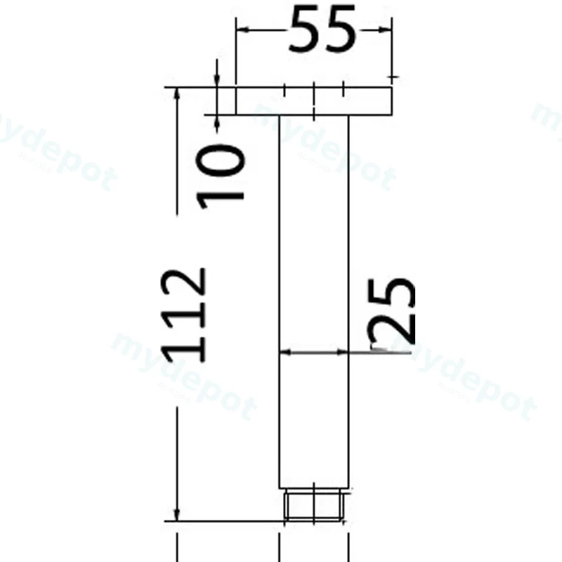 Square Vertical Shower Arm(Chrome) view 2