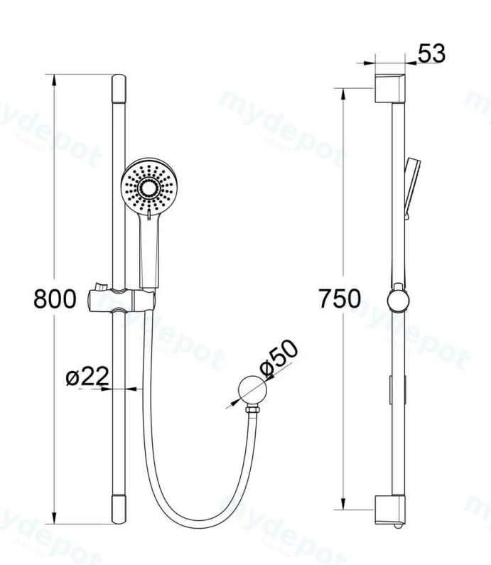 Maya Round Brass Multi-function Sliding Shower Set(Chrome) view 2