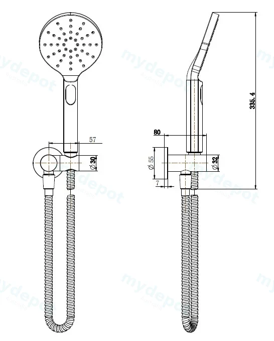 Cora Round Hand Shower On Wall Outlet Bracket(Chrome) view 2