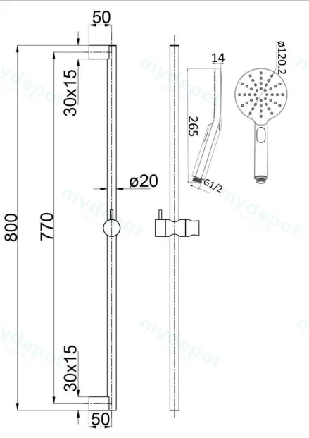 Cora Round Sliding Shower Set(Matt Black) view 2