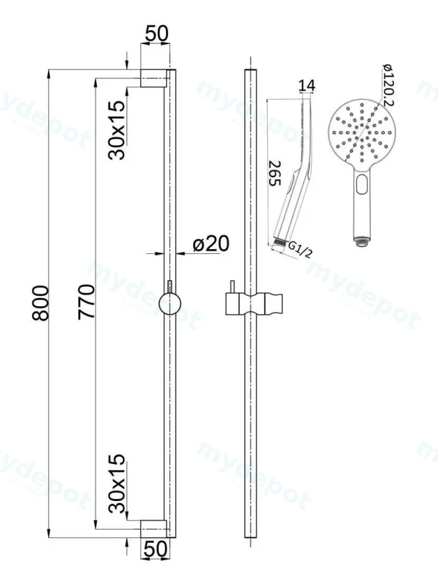 Cora Round Sliding Shower Set(Brushed Nickel) view 2