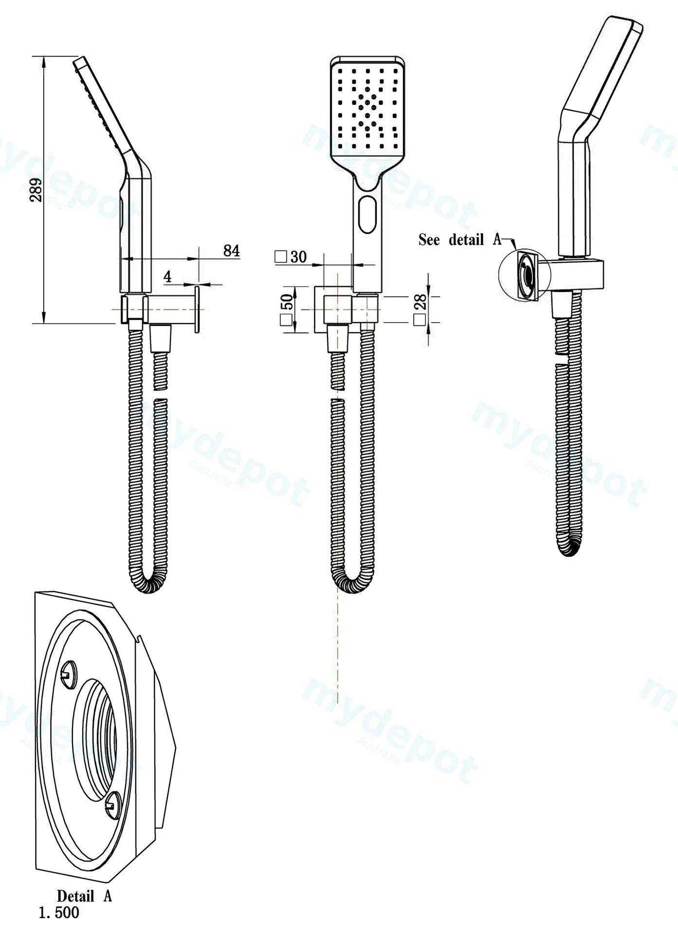 Eden Handshower On Wall Outlet Bracket(Chrome) view 2