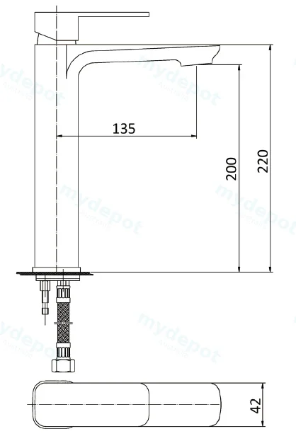 Nova High Rise Basin Mixer Brushed Nickel view 2
