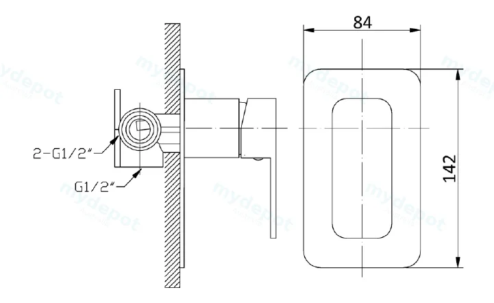 Nova Wall Mixer brushed Nickel view 2