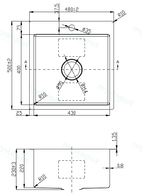 Eden above/undermount laundry sink,35L view 2