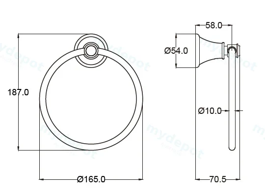 Clasico Towel Ring in Matt Black view 2