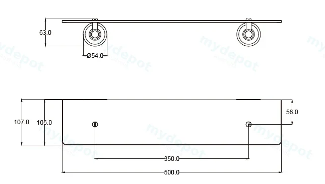 Clasico Glass Shelf in Brushed Nickel view 2