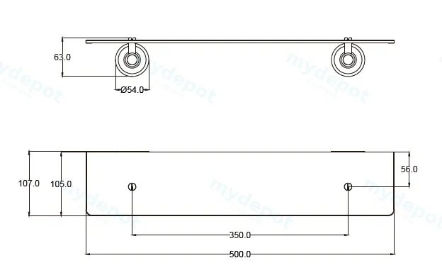 Clasico Glass Shelf in Matt Black view 2