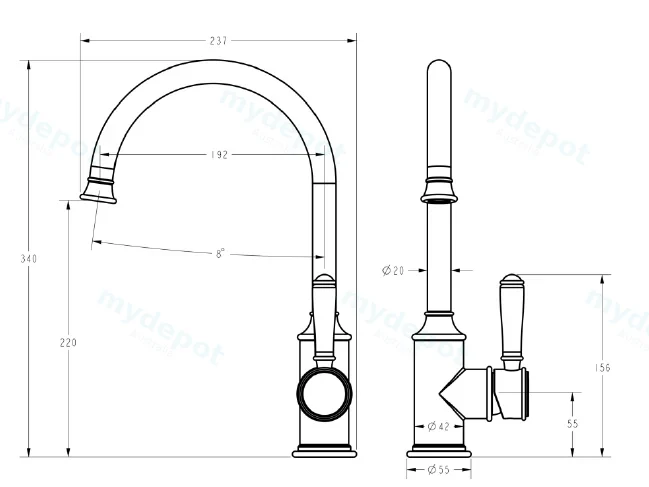 Clasico Gooseneck Sink Mixer Chrome view 2