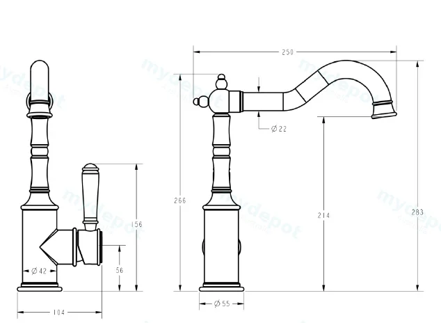 Clasico Sink Mixer in Brushed Nickel view 2