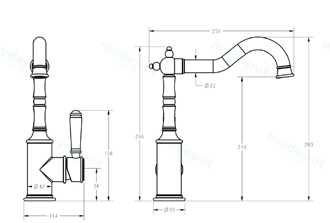 Clasico Sink Mixer in Matt Black view 2