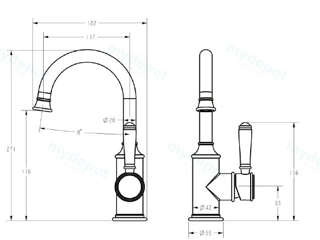 Clasico Gooseneck Basin Mixer Chrome view 2