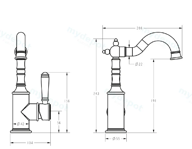 Clasico Basin Mixer Ceramic handle Chrome view 2