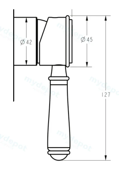 Clasico Ceramic Handle for Wall Mixer in Brushed Gold view 2