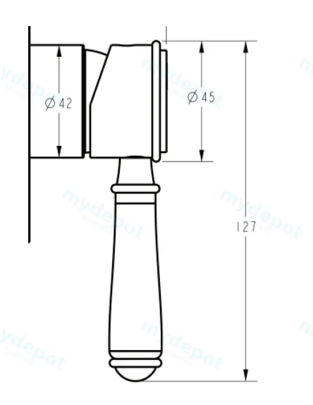 Clasico Ceramic Handle for Wall Mixer in Brushed Nickel view 2
