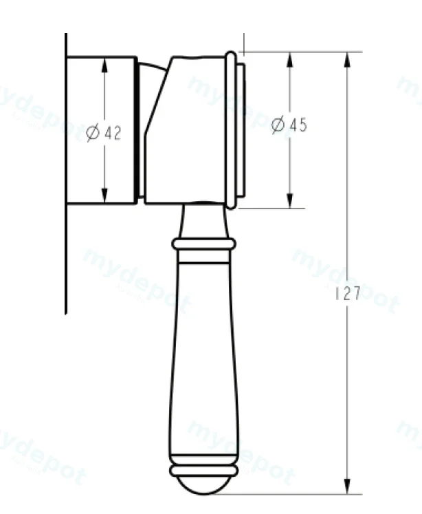 Clasico Ceramic Handle for Wall Mixer Chrome view 2