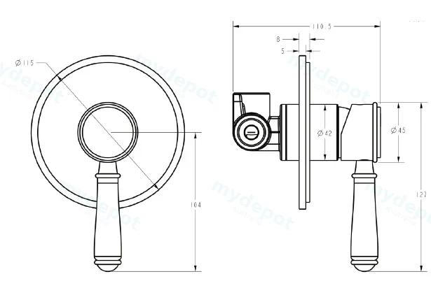 Clasico Wall Mixer Trim Kits Ceramic handle in Matt Black view 4