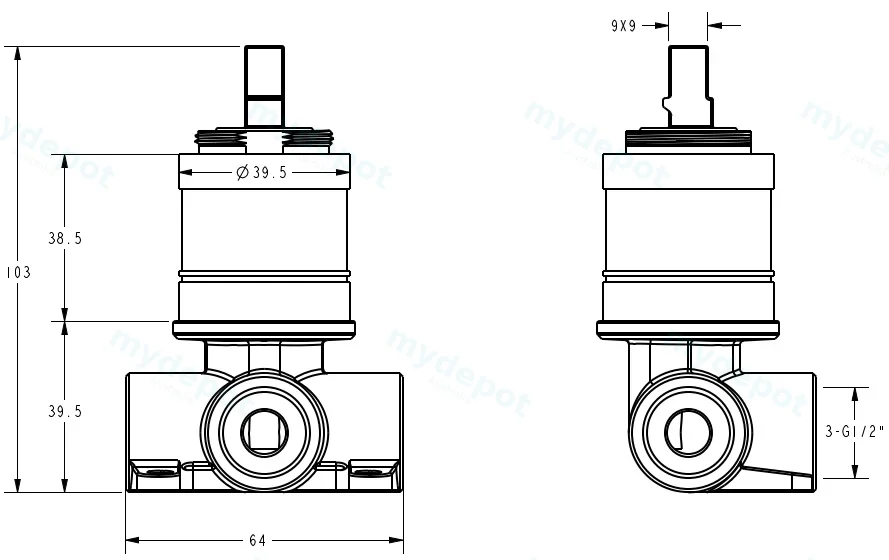 Clasico Wall Mixer Rough-In Body view 2