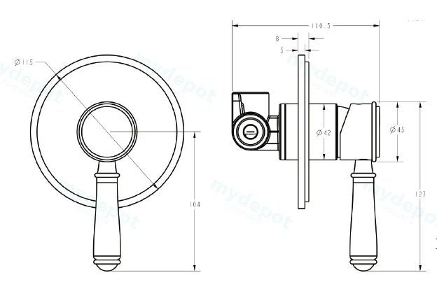 Clasico Wall Mixer Trim Kits in Brushed Nickel view 4