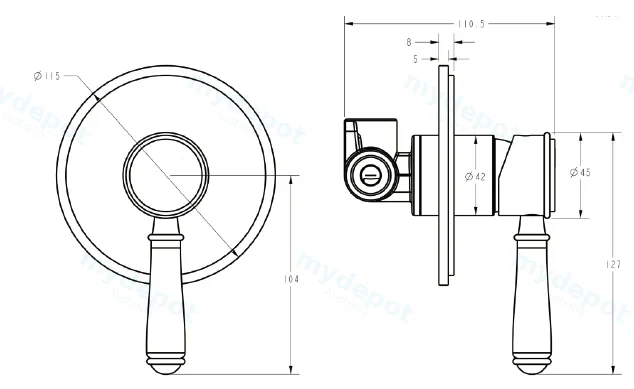 Clasico Wall Mixer Trim Kits in Matt Black view 4