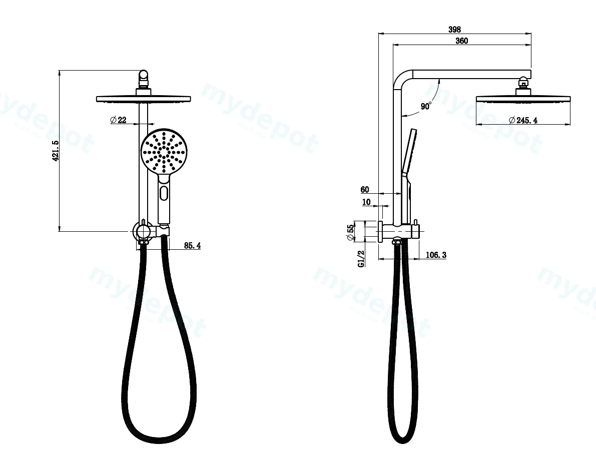 New Regal Round Mini Multi-function Shower Set Chrome,250mm Plastic Shower Head view 2
