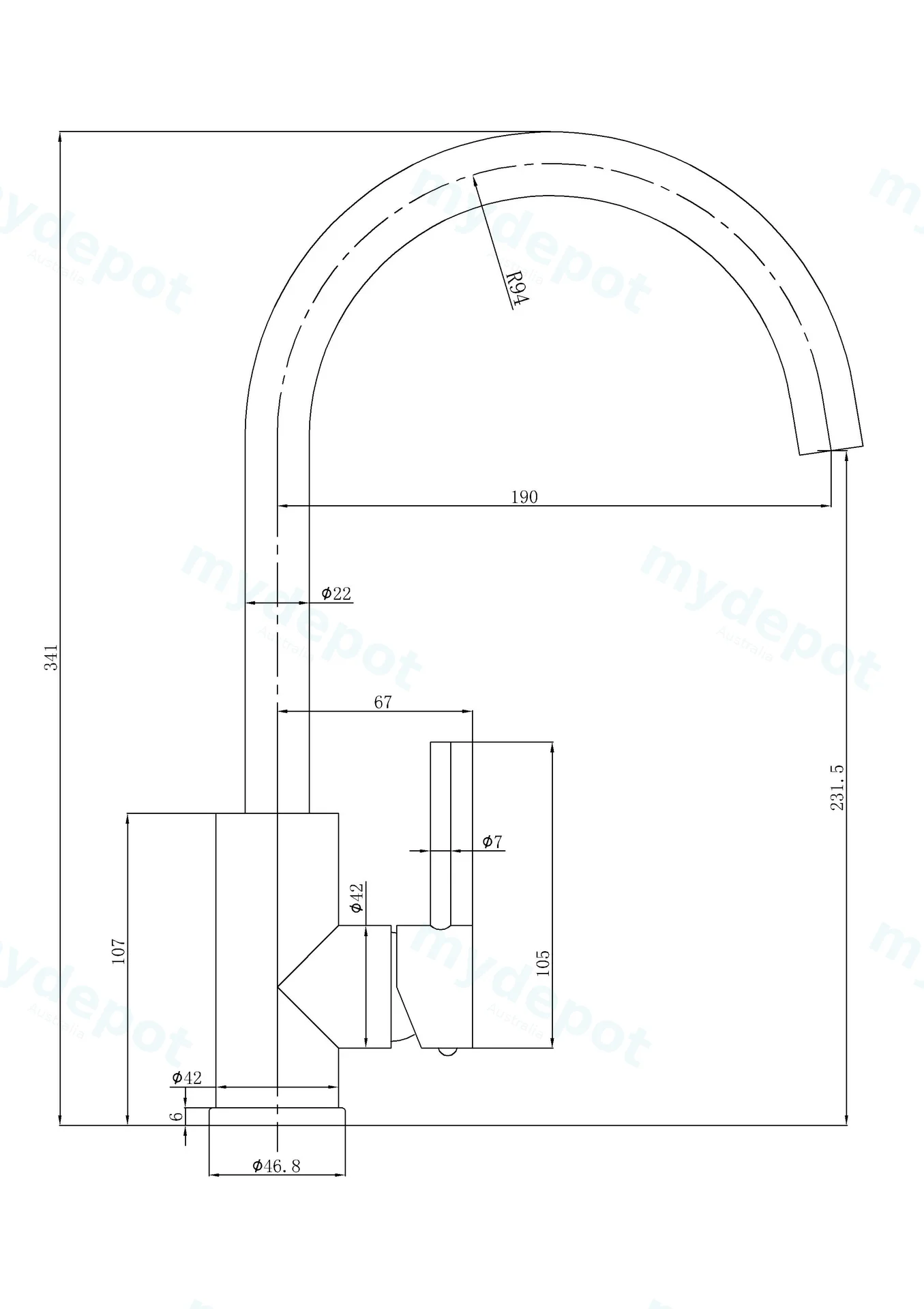 Otus Slimline SS Sink Mixer in Gun Metal view 2
